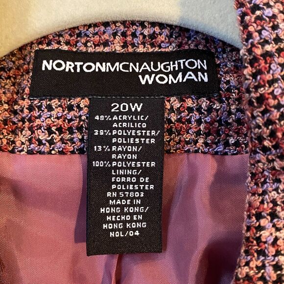 Norton McNaughton Woman 20W Raspberry Tweed Blazer Jacket Workwear Y2K - Picture 5 of 6